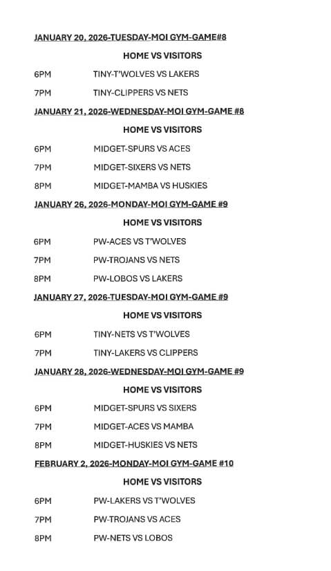 2025-2026 MGSBA Basketball Schedule