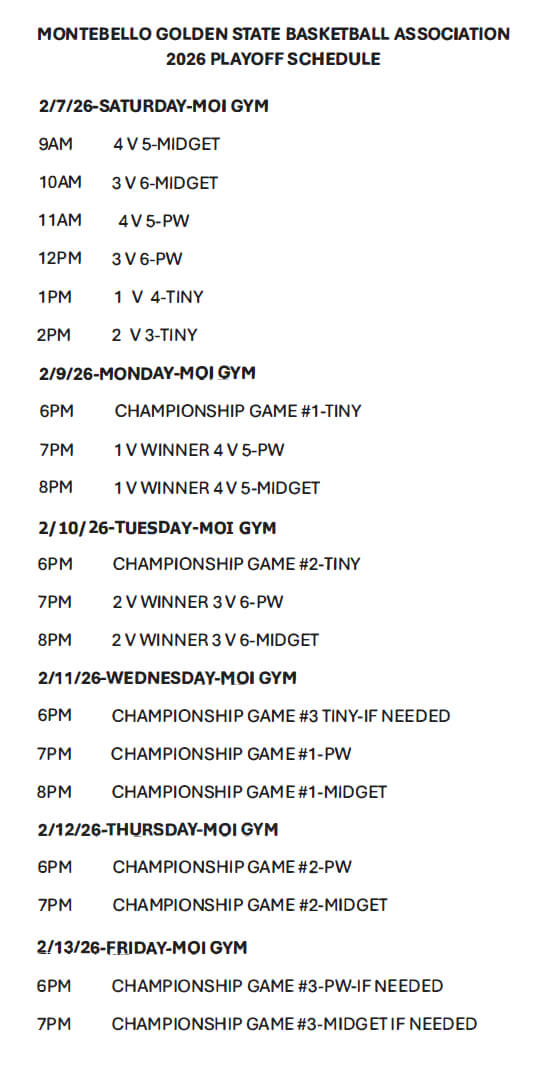 2026 MGSBA Playoff Schedule